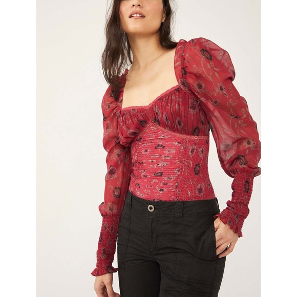 Free People Tops - 🎉LAST CHANCE🎉 NWT Free People Brunch Date Bodysuit / Red Combo